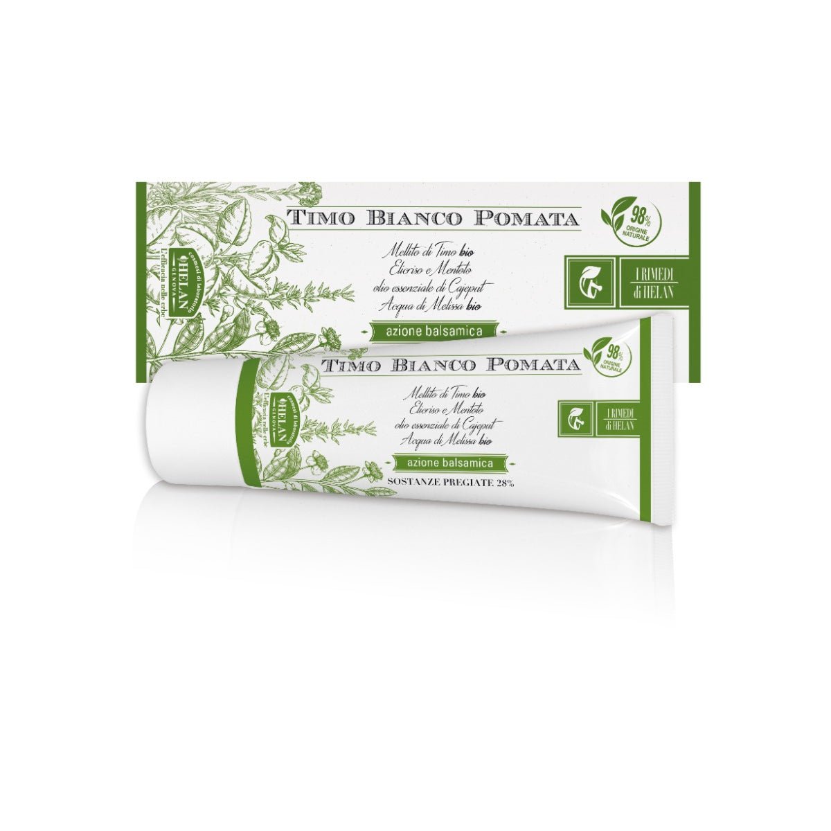 Helan, I Rimedi, Pomata Balsamica Lenitiva, Crema Corpo e Piedi per Sollievo Respiratorio contro il Freddo, Balsamo con Oli Essenziali di Timo, Menta Piperita, Olio di Mandorle Dolci, Vitamina E, 75ml - Naturopatica shop & therapy