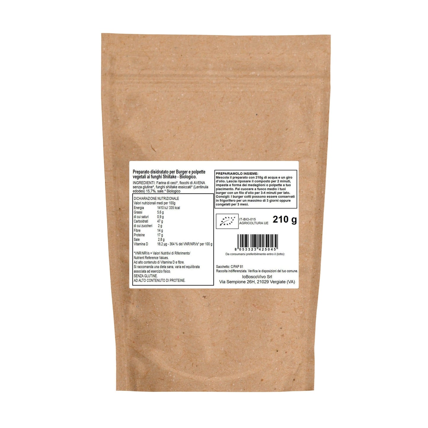 Preparato per Burger o Polpette ai Funghi Shiitake BIO 210g