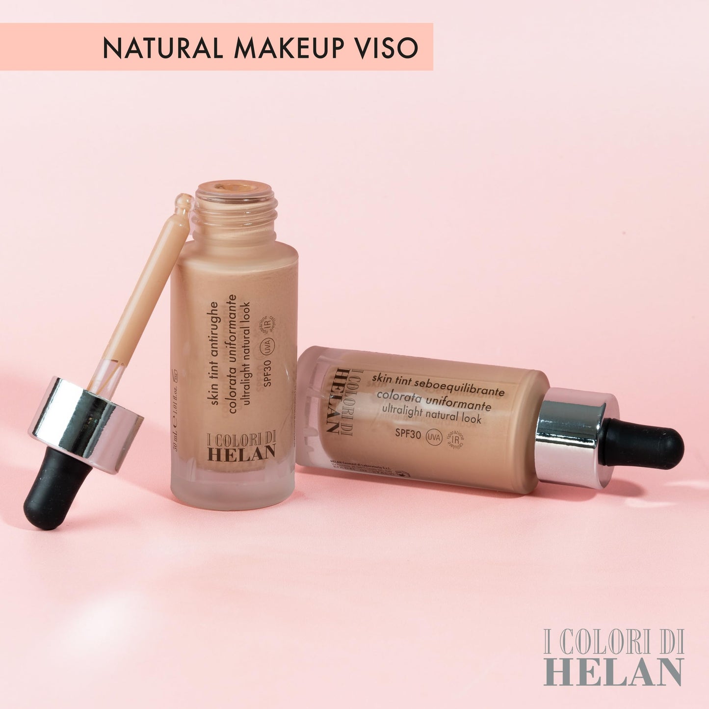 Helan I Colori di Helan - Skin Tint Fondotinta Make Up Viso Seboequilibrante Ultraleggera Uniformante con Protezione Solare 30, Vitamina C, E, Makeup Crema Colorata, Cream Naturale Ogni Carnagione 30ml - Naturopatica shop & therapy