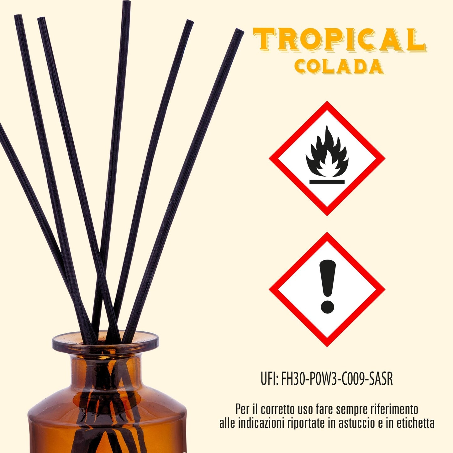 Helan Tropical Colada - Profumatore per Ambienti, Profumo Ambiente con Bastoncini per Diffusori con Kiwi, Miele, Melone e Vaniglia, Idee Regalo Deodorante e Profumatori Ambiente 200 ml - Made in Italy - Naturopatica shop & therapy