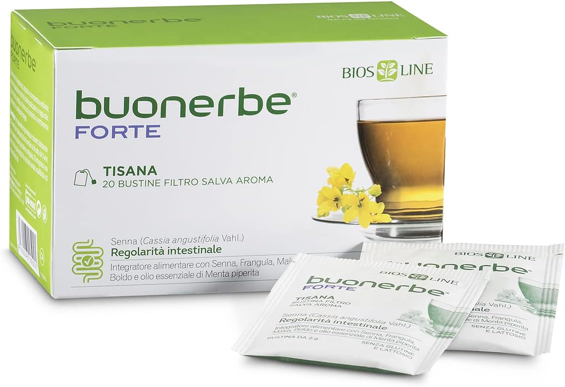 BIOS LINE Buonerbe Tisana Forte, 20 bustine con Filtro Salva Aroma, Ideale per Favorire La Fisiologica Attività Intestinale, Rimedio per Intestino Irritabile - Naturopatica shop & therapy