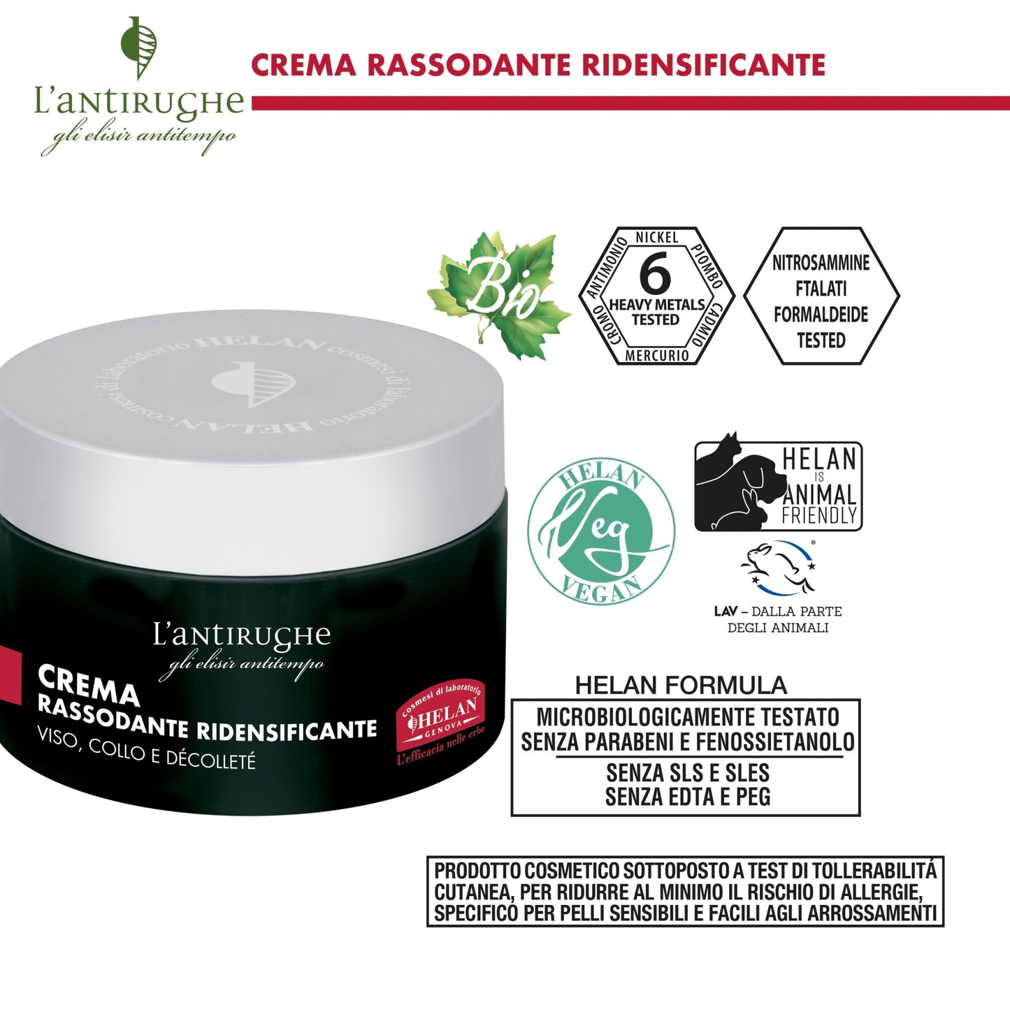 Helan L'Antirughe - Crema Viso Antirughe Skincare Antiossidante Rassodante Vitamina C e E, Crema Idratante Viso Antiage Texture Nutriente con Burro di Karitè e Oliva, Skin Care Stimola Collagene 50 ml - Naturopatica shop & therapy