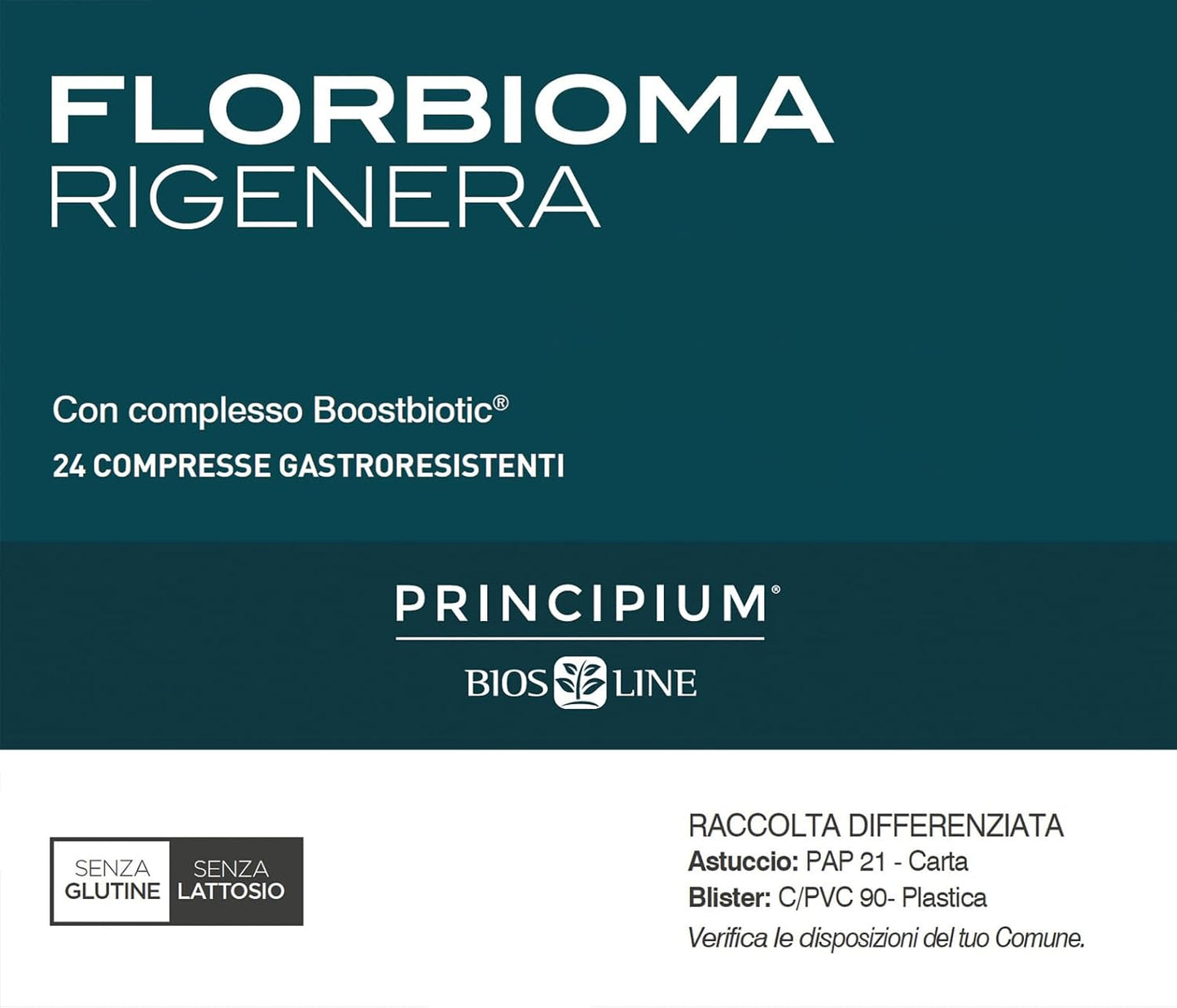 BIOS LINE Principium Florbioma Rigenera, Integratore Alimentare per il Benessere Intestinale, in Caso di Disordini Intestinali, 24 Compresse Gastroresistenti, Senza Glutine e Lattosio - Naturopatica shop & therapy
