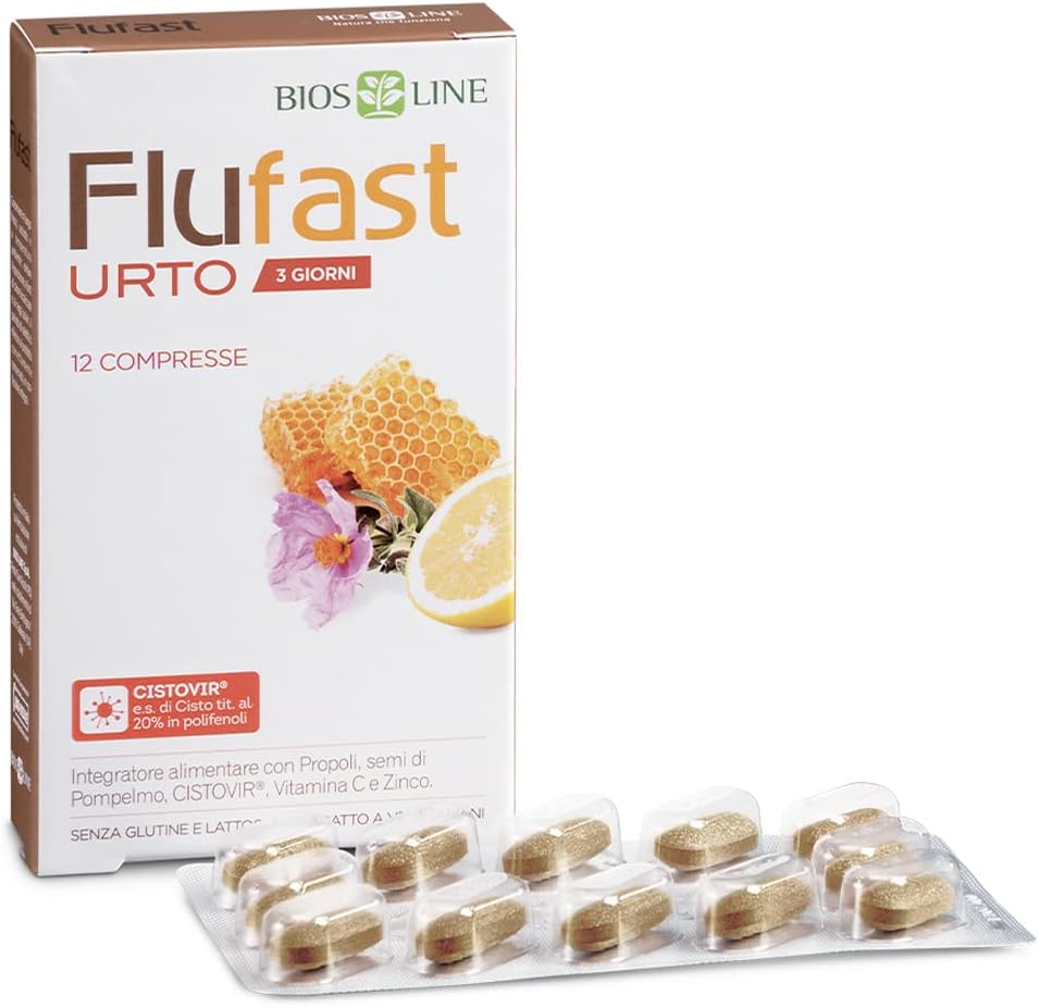 BIOS LINE FluFast Urto 3 Giorni, 12 compresse di Integratore Alimentare ad Azione Urto Contro i Primi Disturbi da Raffreddamento - Naturopatica shop & therapy
