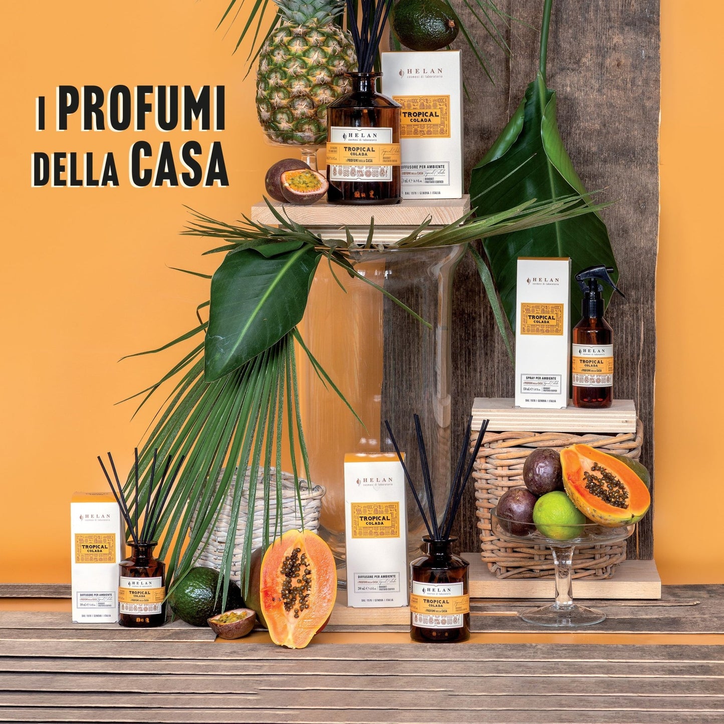 Helan Tropical Colada - Profumatore per Ambienti, Profumo Ambiente con Bastoncini per Diffusori con Kiwi, Miele, Melone e Vaniglia, Idee Regalo Deodorante e Profumatori Ambiente 200 ml - Made in Italy - Naturopatica shop & therapy