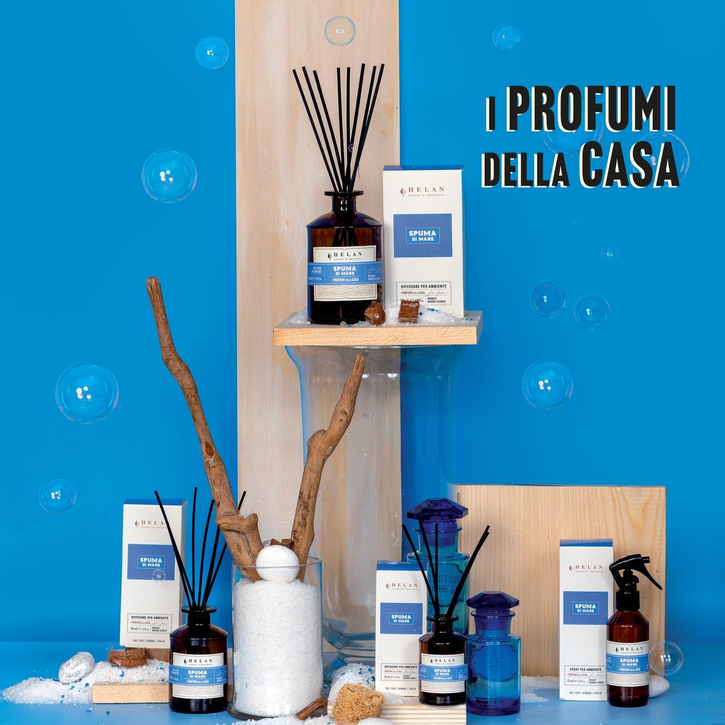 Helan Spuma di Mare - Profumatore per Ambienti, Profumo Ambiente con Bastoncini per Diffusori dalle Note di Sale Marino e Geranio - Idee Regalo Deodorante e Profumatori Ambiente, 100ml, Made in Italy - Naturopatica shop & therapy
