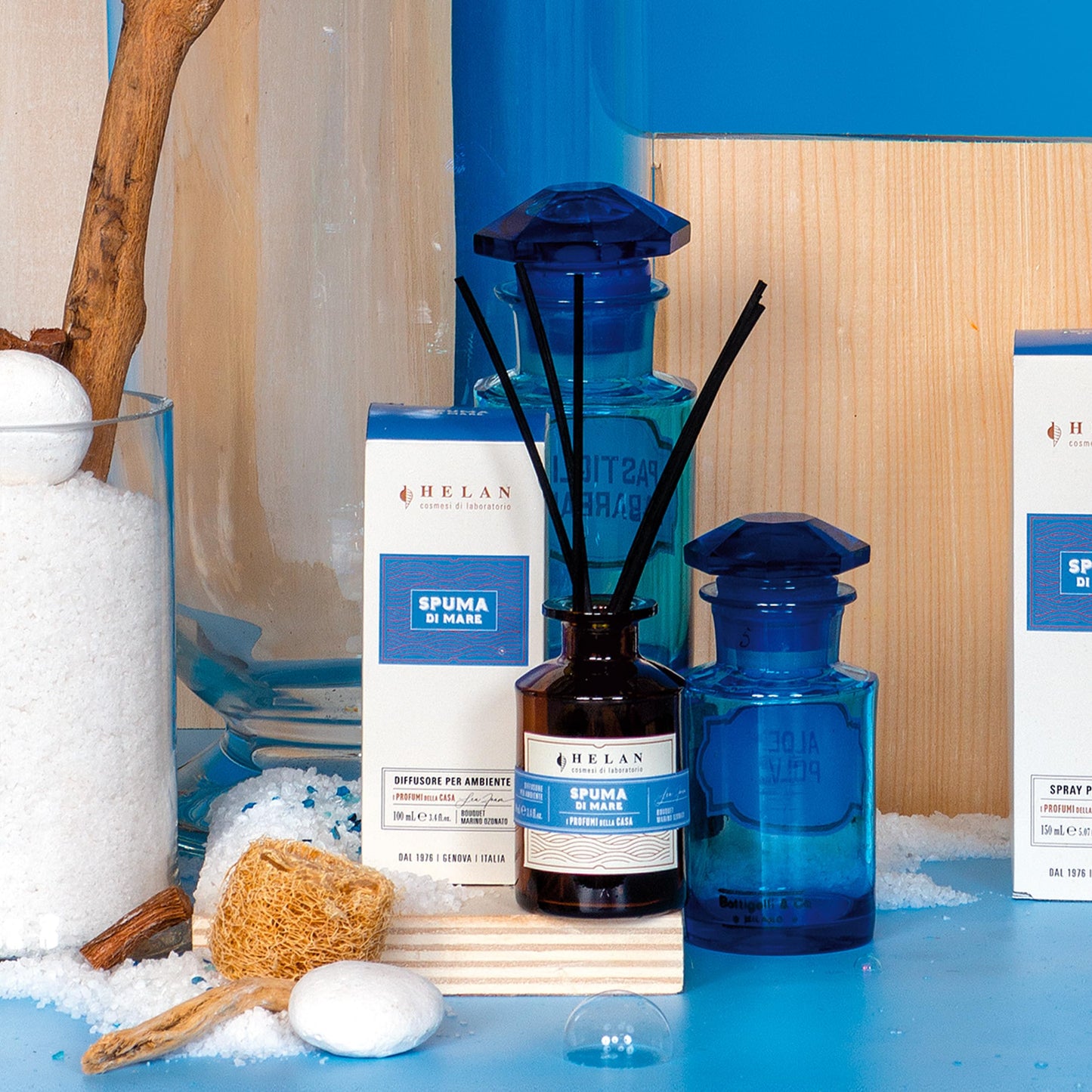 Helan Spuma di Mare - Profumatore per Ambienti, Profumo Ambiente con Bastoncini per Diffusori dalle Note di Sale Marino e Geranio - Idee Regalo Deodorante e Profumatori Ambiente, 100ml, Made in Italy - Naturopatica shop & therapy