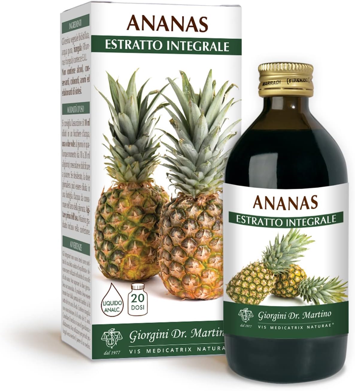 Dr Giorgini Integratore Alimentare, Ananas Estratto Integrale Liquido Analcoolico - 200 ml