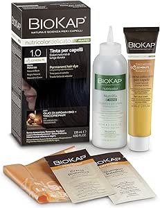 BIO KAP Nutricolor Delicato Rapid, Tinta capelli senza ammoniaca che rende i capelli morbidi, Colorazione capelli con 10 minuti di posa, 135 ml (1.0 Nero) - Naturopatica shop & therapy
