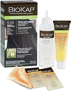 BIOKAP Nutricolor Delicato, Tinta capelli senza ammoniaca che rende i capelli morbidi e lucenti, Colorazione capelli con colori naturali, 140 ml (5.34 Castano chiaro miele) - Naturopatica shop & therapy