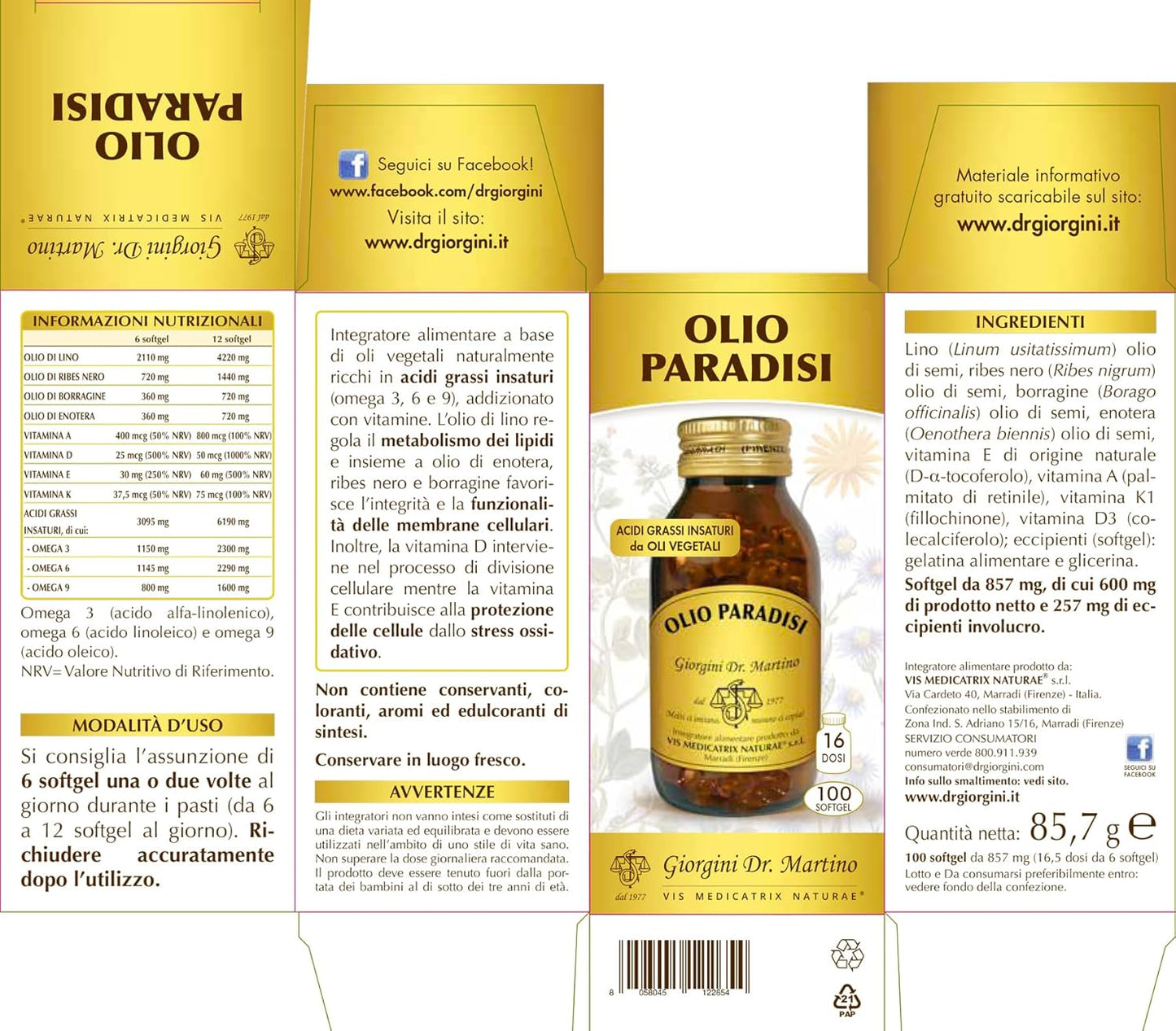 Dr Giorgini OLIO PARADISI softgel - 85,7 g