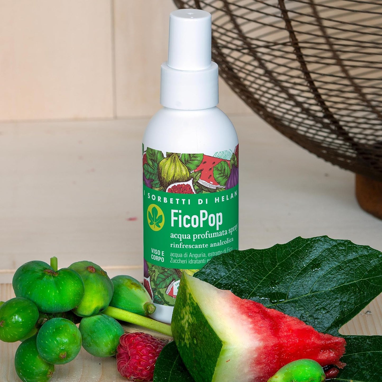 Helan I Sorbetti FicoPop - Acqua Profumata Spray Corpo e Viso Rinfrescante Tonificante con Vitamina C, Anguria e Fico - Profumo Leggero, Naturale, Analcolico e Idratante con Zuccheri Essenziali, 100ml