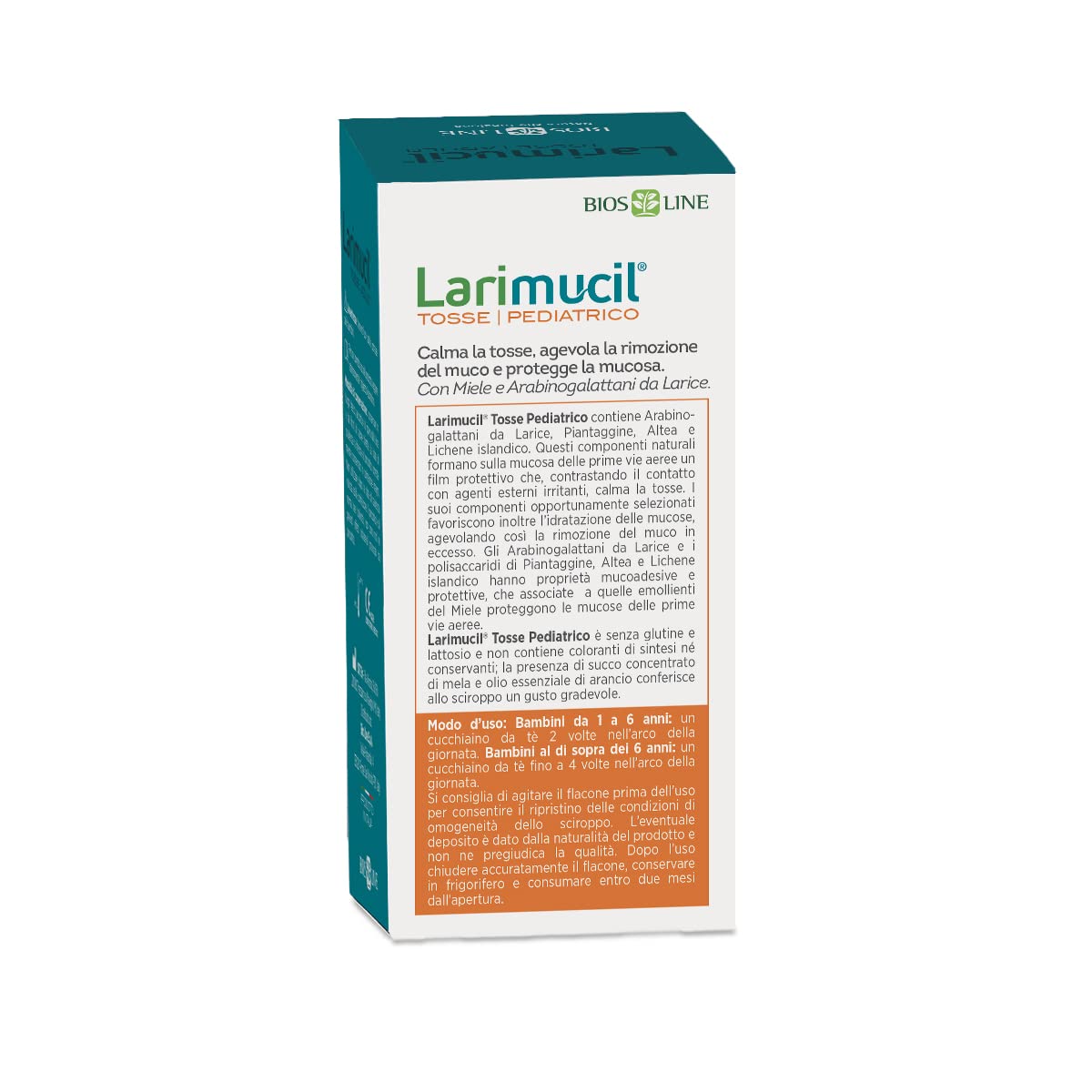BIOS LINE Larimucil Tosse Pediatrico Sciroppo, Dispositivo Medico, Sciroppo Bambini Per Tosse Secca e Grassa, Gusto Gradevole Mela, Senza Gliutine e Lattosio, Flacone 175 ml - Naturopatica shop & therapy