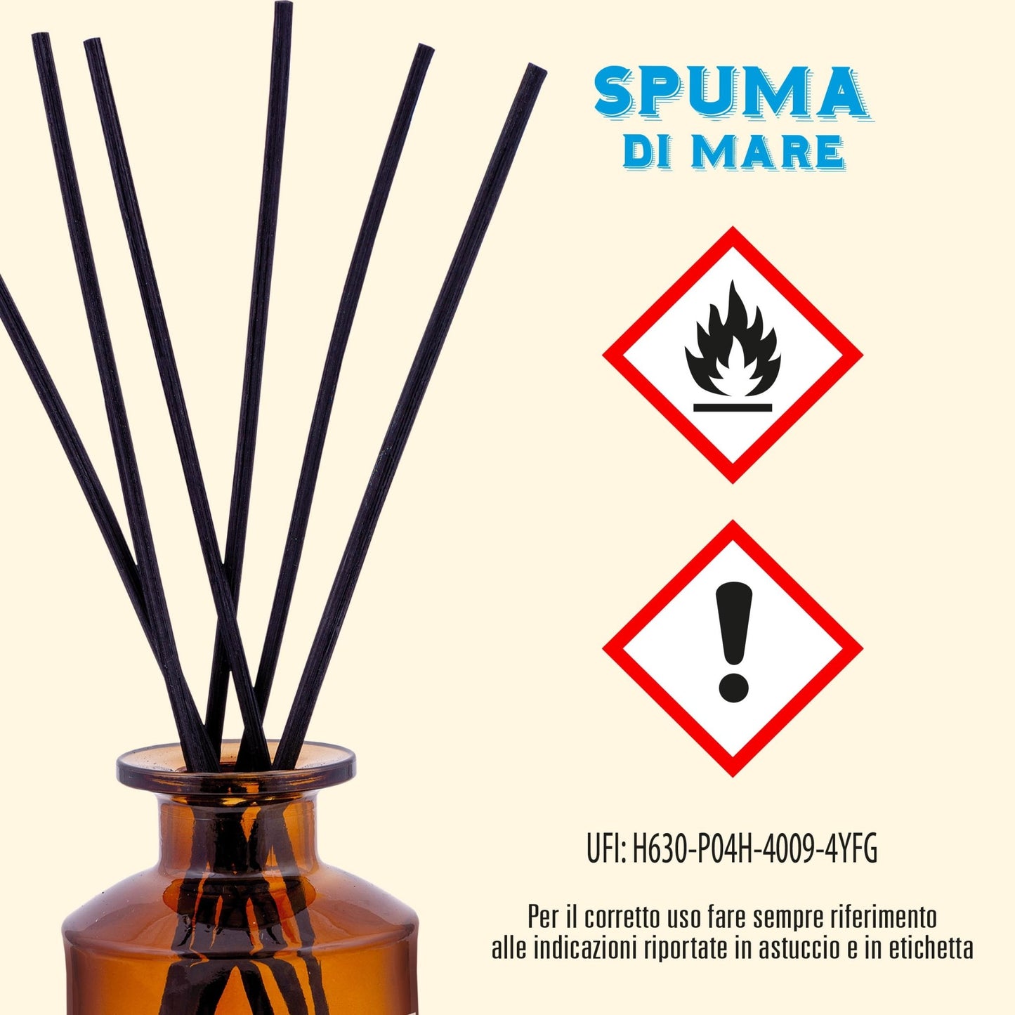 Helan Spuma di Mare - Profumatore per Ambienti, Profumo Ambiente con Bastoncini per Diffusori dalle Note di Sale Marino e Geranio - Idee Regalo Deodorante e Profumatori Ambiente, 100ml, Made in Italy - Naturopatica shop & therapy