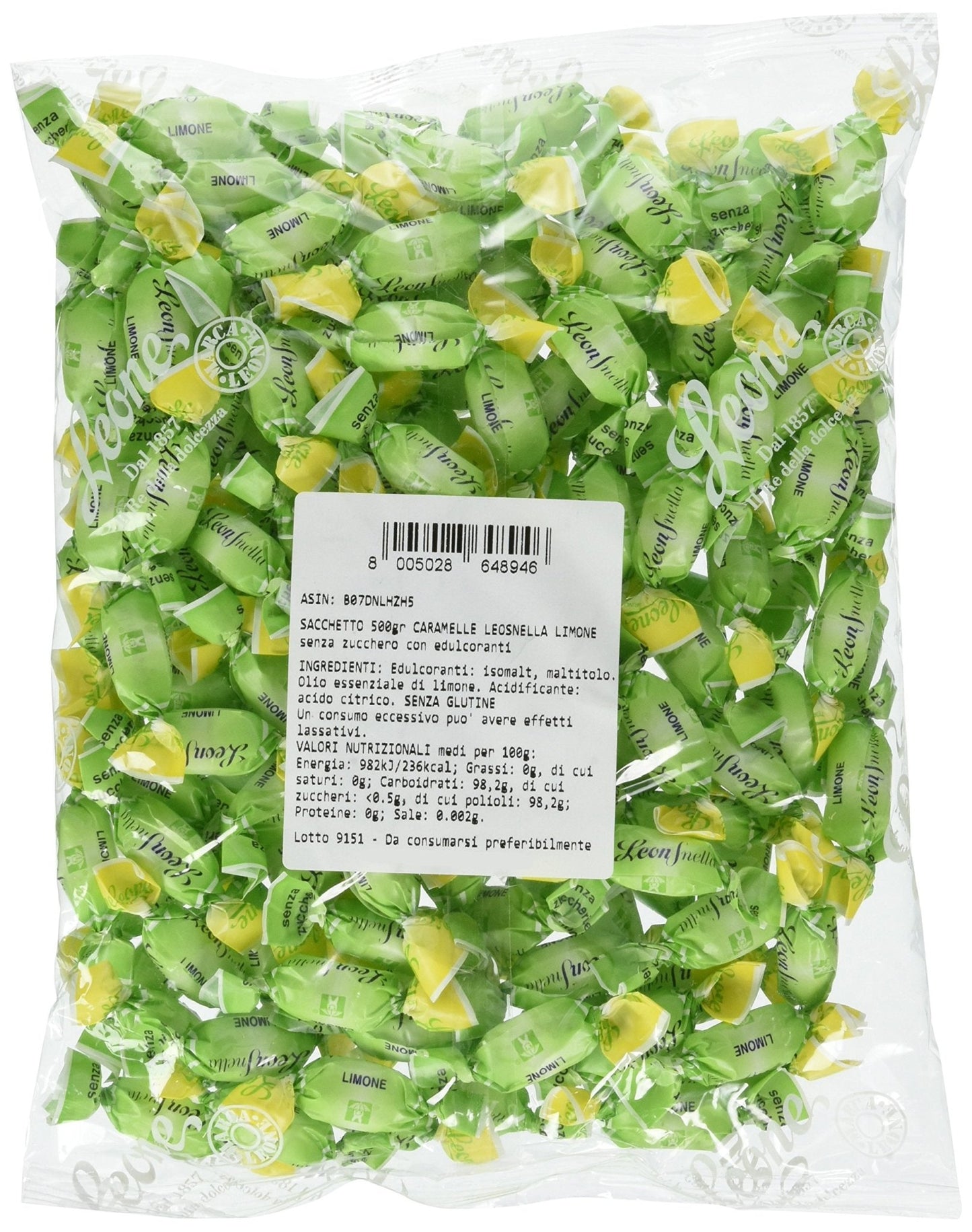 Leonsnella Caramelle senza Zuccheri al Gusto di Limone - 500 g - Naturopatica shop & therapy