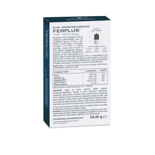BIOS LINE Principium FerPlus Tre - Tard, Integratore Alimentare in Compresse Gastroresistenti a Rilascio Graduale, Alto Dosaggio di Ferro, 30 Cpr - Naturopatica shop & therapy