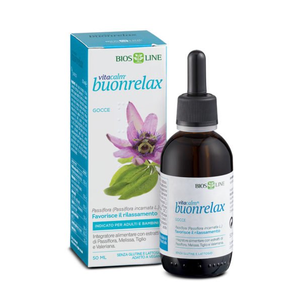 BIOS LINE VitaCalm Buonrelax, Integratore sonno con estratti di Passiflora, Melissa, Tiglio e Valeriana, Integratore rilassante per favorire il sonno e combattere l'agitazione, Senza glutine, 50 ml - Naturopatica shop & therapy
