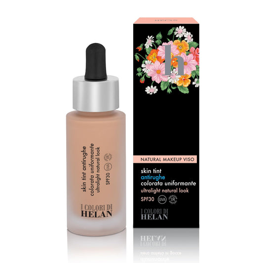 Helan I Colori di Helan - Skin Tint Fondotinta Make Up Viso Antirughe Ultraleggera Uniformante con Protezione Solare 30, Vitamina C, E, Makeup Simil Crema Colorata, Cream Naturale Ogni Carnagione 30ml - Naturopatica shop & therapy