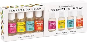 Helan I Sorbetti - Sapone Liquido Mani Profumato, Set 4 Flaconi da 25 ml in Cofanetto Regalo Donna/Uomo Formato Viaggio, Sapone Mani Gel Detergente Naturale Delicato Travel Essentials - Naturopatica shop & therapy