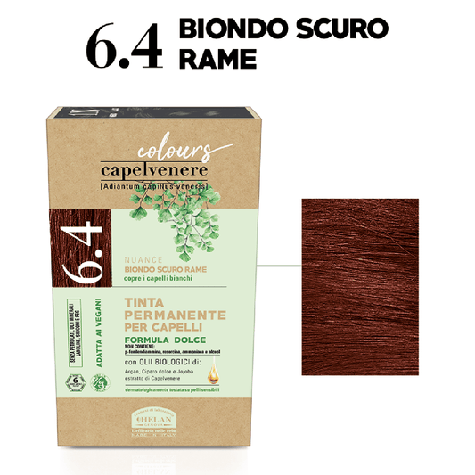 Helan, Capelvenere Colours, 6.4, Biondo scuro rame, Tinta permanente capelli, senza ammoniaca - Naturopatica shop & therapy