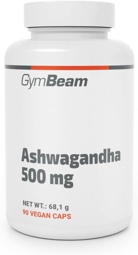 GymBeam Ashwagandha, Withania Somnifera, Ginseng Indiano, 500mg di Estratto, 5% Withanolides, Adattogeni per Resistenza e Gestione dello Stress, Pratiche Capsule (90 cps)