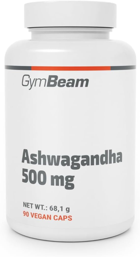 GymBeam Ashwagandha, Withania Somnifera, Ginseng Indiano, 500mg di Estratto, 5% Withanolides, Adattogeni per Resistenza e Gestione dello Stress, Pratiche Capsule (90 cps)