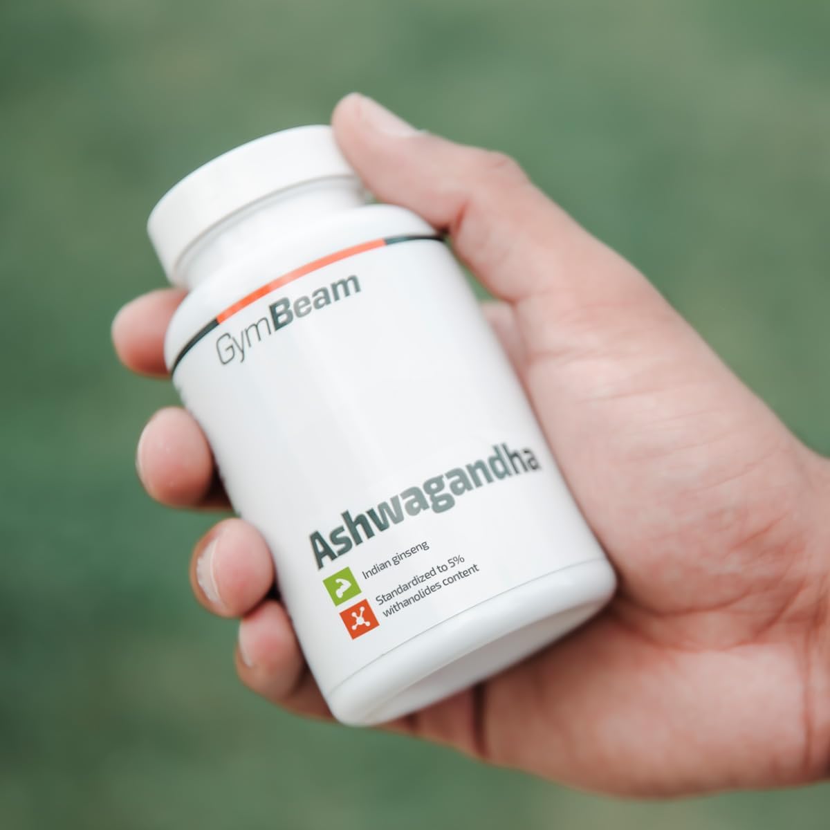 GymBeam Ashwagandha, Withania Somnifera, Ginseng Indiano, 500mg di Estratto, 5% Withanolides, Adattogeni per Resistenza e Gestione dello Stress, Pratiche Capsule (90 cps)