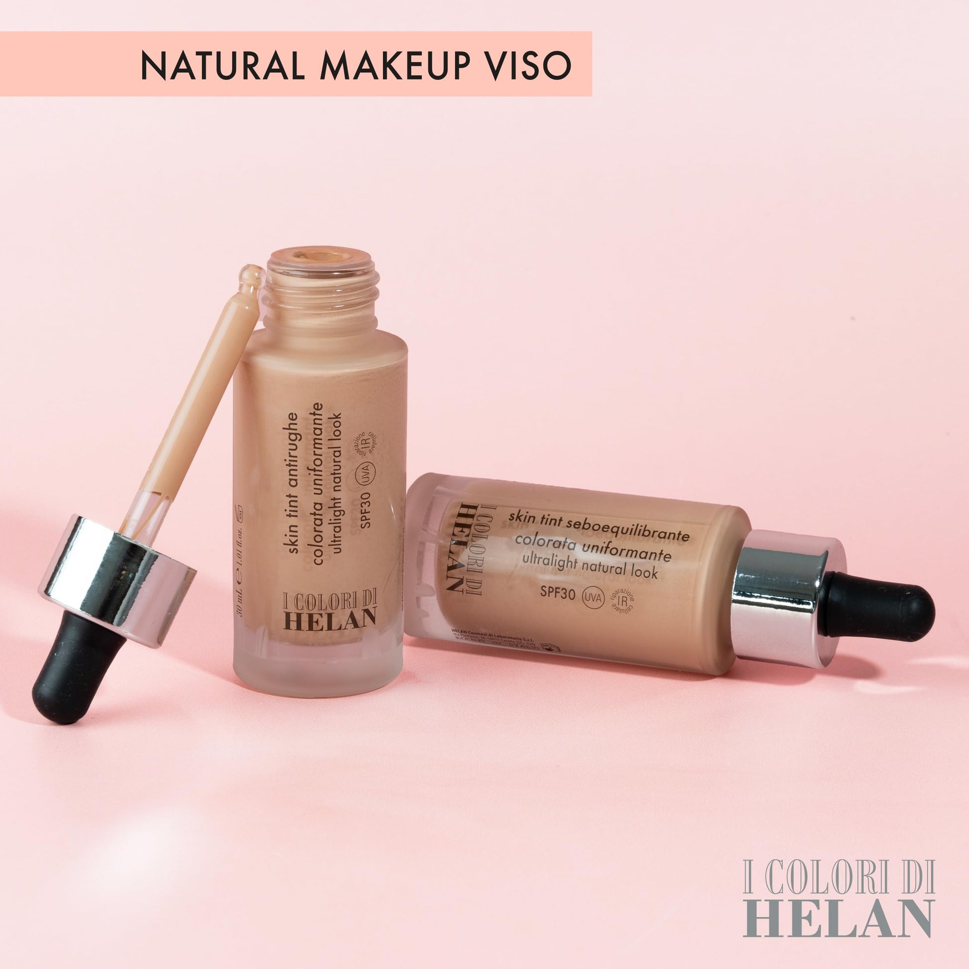 Helan I Colori di Helan - Skin Tint Fondotinta Make Up Viso Seboequilibrante Ultraleggera Uniformante con Protezione Solare 30, Vitamina C, E, Makeup Crema Colorata, Cream Naturale Ogni Carnagione 30ml - Naturopatica shop & therapy