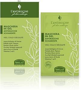 Helan Elisir Antitempo - Maschera Viso Gel Antirughe Antimacchia Schiarente 99% Naturale 4 Maschere per il Viso con Vitamina C E e Burro di Karitè Maschere Viso Stimola Collagene Skincare Antiage 8 ml - Naturopatica shop & therapy