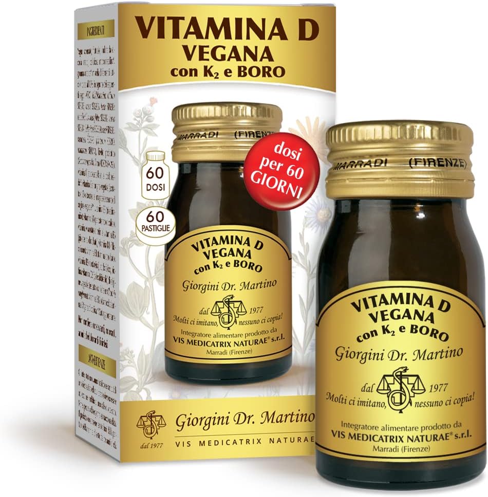 Dr Giorgini VITAMINA D VEGANA con K2 e BORO - 30 g (Integratore di vitamina D3 e K2 per il benessere di ossa e denti -Scorta per 2 mesi: dosi per 60 giorni)