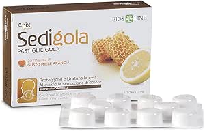 BIOS LINE Pastiglie Gola, Protezione e Idratazione Gola, Allevia Sensazione di Dolore, con Propoli e Semi di Pompelmo, 20 Pastiglie Gusto Miele e Arancia