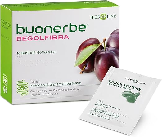 BIOS LINE Buonerbe Regolfibra, Integratore Alimentare per Favorire il Transito Intestinale, Regola la Motilità Gastrointestinale e l'Eliminazione dei Gas, 20 Bustine - Naturopatica shop & therapy