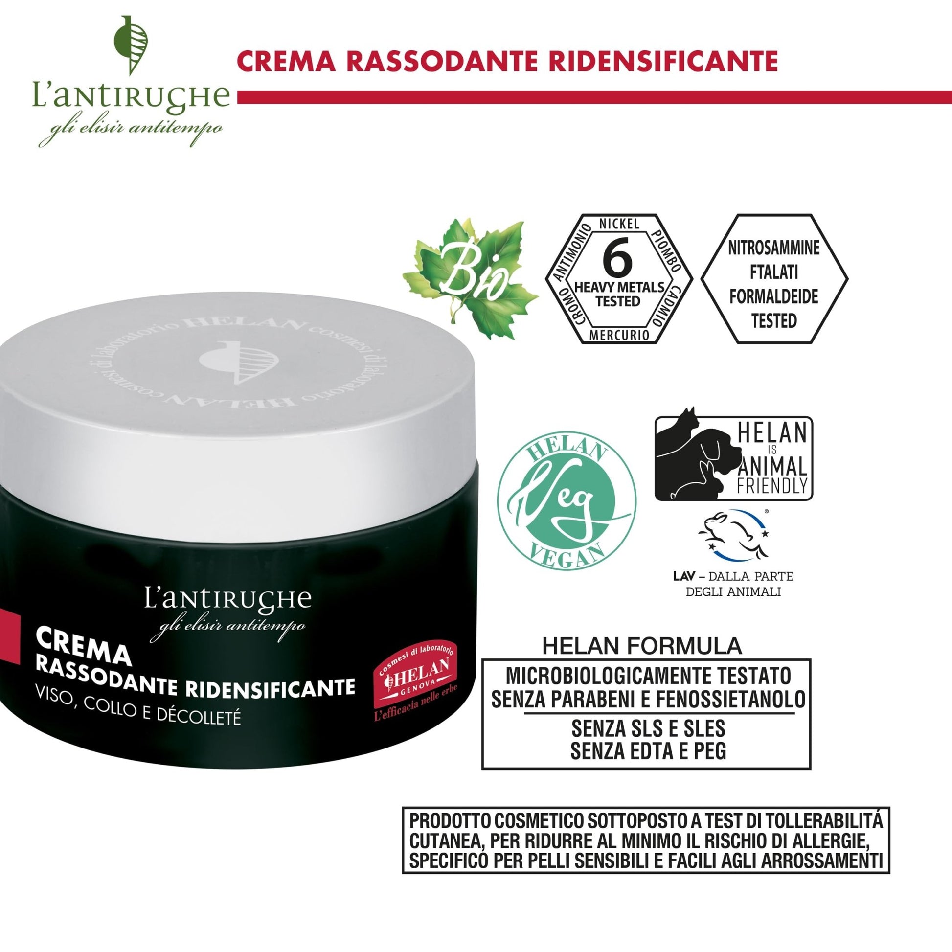 Helan L'Antirughe - Crema Viso Antirughe Skincare Antiossidante Rassodante Vitamina C e E, Crema Idratante Viso Antiage Texture Nutriente con Burro di Karitè e Oliva, Skin Care Stimola Collagene 50 ml - Naturopatica shop & therapy