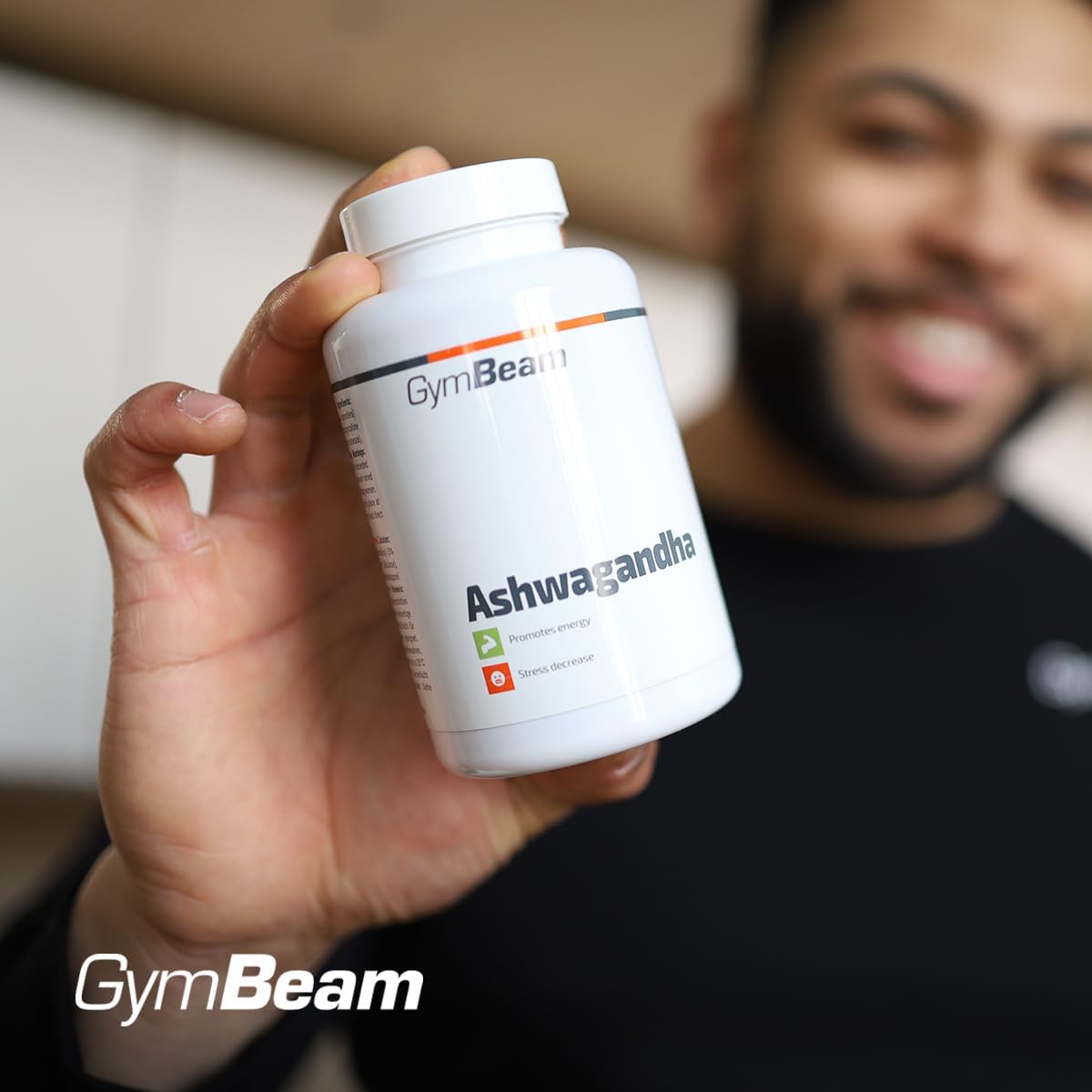 GymBeam Ashwagandha, Withania Somnifera, Ginseng Indiano, 500mg di Estratto, 5% Withanolides, Adattogeni per Resistenza e Gestione dello Stress, Pratiche Capsule (90 cps)