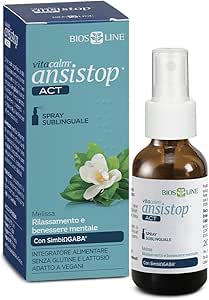 BIOS LINE VitaCalm® Ansistop® ACT Integratore Alimentare per il Rilassamento e il Benessere Mentale, Senza Glutine e Lattosio, Spray Sublinguale 20ml
