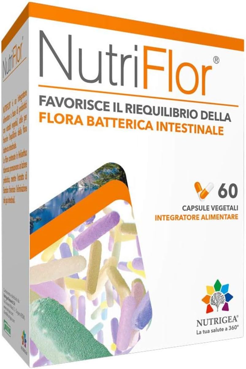 Nutrigea Nutriflor 60 Capsule Favorisce il Riequilibrio della Flora Batterica Intestinale