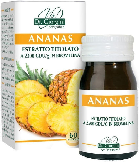 Dr Giorgini ANANAS ESTRATTO TITOLATO A 2500 2500 gdu/g In BROMELINA Pastiglie - 30 g (30 dosi da 2 pastiglie)