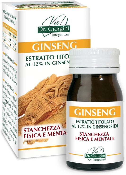 Dr. Giorgini Integratore Alimentare, Monocomponenti Erbe Ginseng Estratto Titolato al 12% in Ginsenosidi Pastiglie - 30 g, 1 unità, 1
