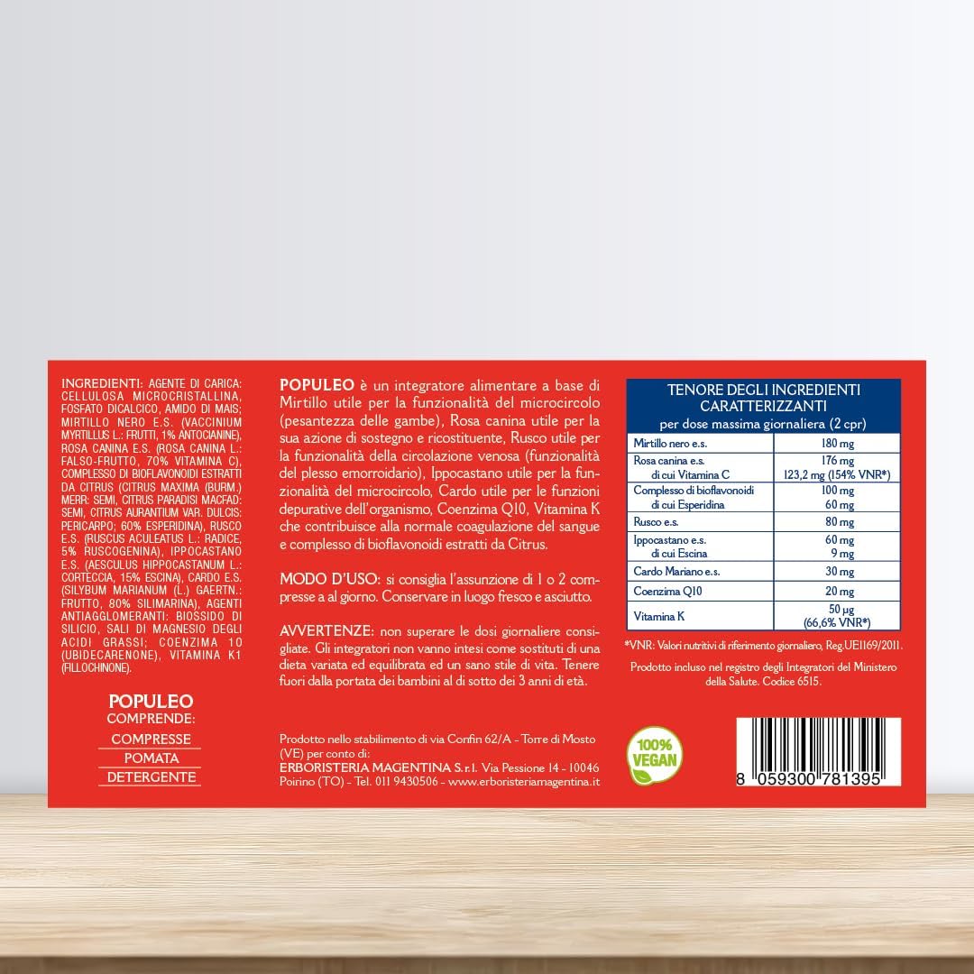 Erboristeria Magentina Populeo 40 Compresse - Integratore Alimentare