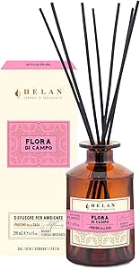 Helan Flora di Campo - Profumatore per Ambienti, Profumo Ambiente con Bastoncini per Diffusori dalle Note Floreali Muschiate - Idee Regalo Deodorante e Profumatori Ambiente, 200 ml - Made in Italy - Naturopatica shop & therapy