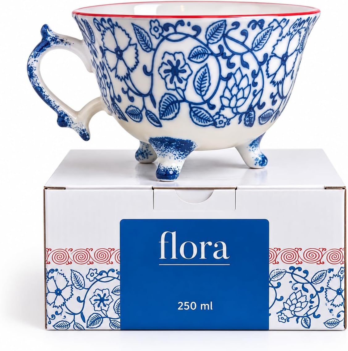 Generico Tazza in Porcellana Dipinta a Mano Flora 250 ml
