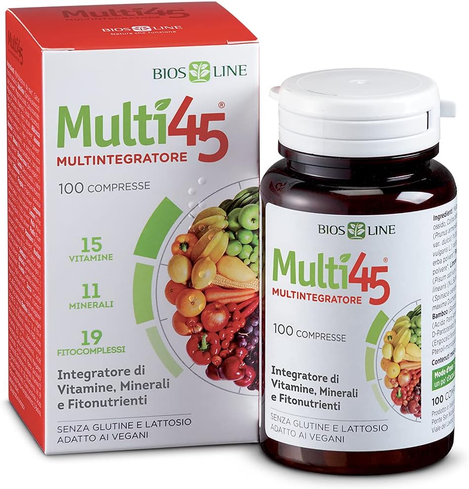 Bios Line Multi45 MULTINTEGRATORE - Integratore di Vitamine, Minerali e Fitonutrienti (100 Compresse) - Naturopatica shop & therapy