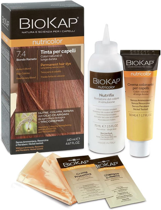 BIOKAP Nutricolor, Tinta capelli 7.4 Biondo Ramato, 140ml