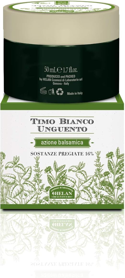Helan, I Rimedi, Unguento Balsamico Lenitivo, Balsamo per Rapido Sollievo Respiratorio e Riposo Notturno con Oli Essenziali di Timo, Menta Piperita, Olio di Mandorle Dolci e Vitamina E, 50 ml