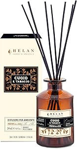 Helan Cuoio e Tabacco - Profumatore per Ambienti, Profumo Ambiente con Bastoncini per Diffusori con Incenso e Zafferano, Idee Regalo Deodorante e Profumatori Ambiente 200 ml, Profumi Made in Italy - Naturopatica shop & therapy