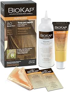 BIO KAP Nutricolor, Tinta capelli Senza Ammoniaca, Colorazione Capelli, Nutre, Colora e Ripara, 8.0 Biondo Chiaro, 140ml