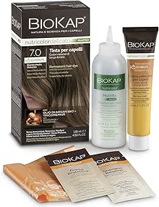 BIOKAP Nutricolor Delicato Rapid, Tinta capelli 7.0 Biondo Medio Naturale, Tinta capelli senza ammoniaca che rende i capelli morbidi, Colorazione capelli con 10 minuti di posa, 135 ml - Naturopatica shop & therapy