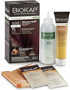 BIOKAP Nutricolor Delicato Rapid, Tinta capelli senza ammoniaca che rende i capelli morbidi, Colorazione capelli con 10 minuti di posa, 135 ml (6.66 Rosso Rubino)
