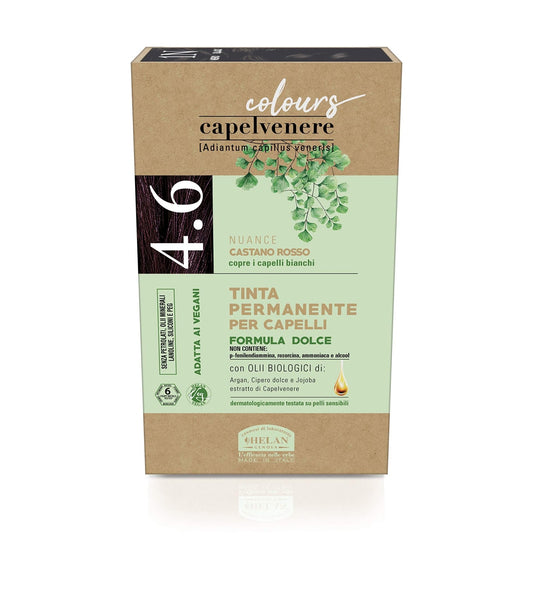 Helan, Capelvenere Colours, Tinta per Capelli Naturale Permanente Formula Dolce 4.6N Castano Rosso, Colore Capelli Kit Facile Uso Inodore Ottima Copertura Tinta Capelli senza Ammoniaca e Alcool - Naturopatica shop & therapy