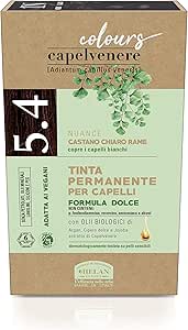 Helan, Capelvenere Colours, Tinta per Capelli Naturale Permanente Formula Dolce 5.4N Castano Chiaro Rame, Colore Capelli Kit Facile Uso Inodore Ottima Copertura, Tinta Capelli senza Ammoniaca e Alcool